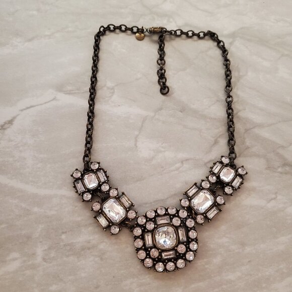 J. Crew Jewelry - ✨ J.Crew Rhinestones Crystals Pave Cluster Antique Necklace ✨